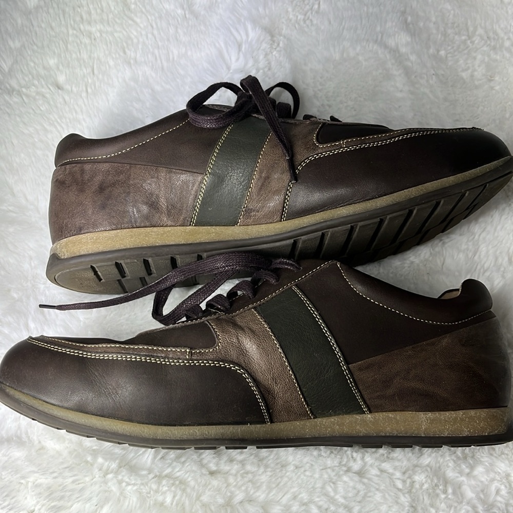 Ukus Genuine Leather Sneakers Brown & Black Lace Up Casual Comfort Shoes - Picture 3 of 9